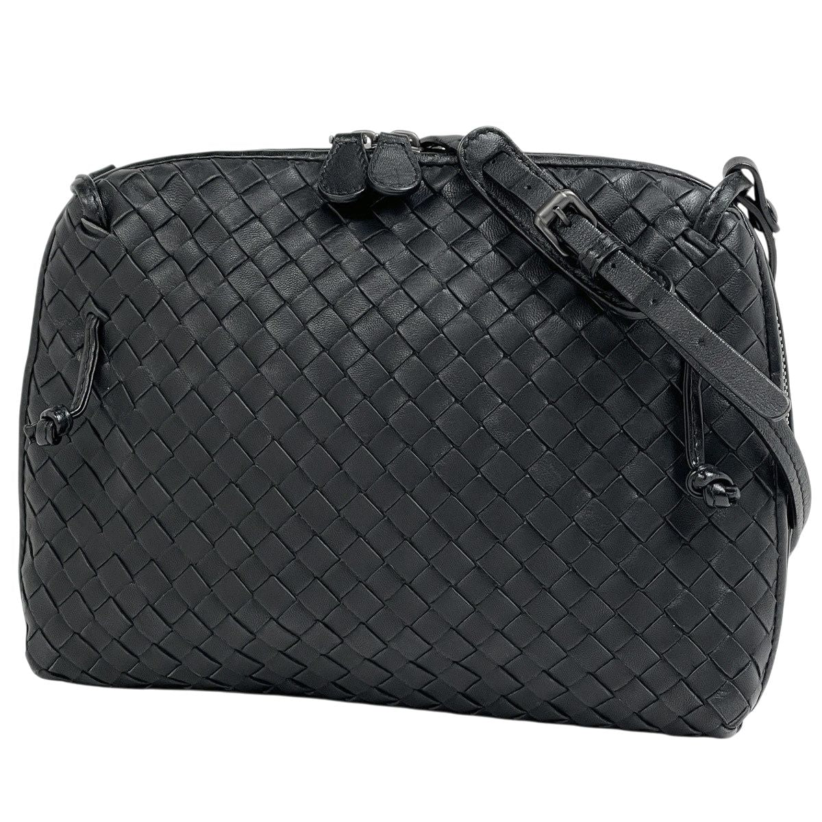 Bottega Veneta Intrecciato Nodini Shoulder Bag Leather Black