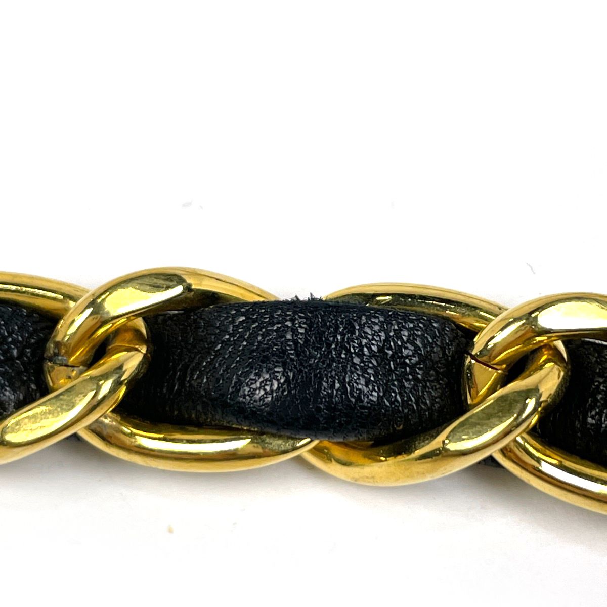 Chanel CC Logo Chain Belt Leather Gold Black — view 4