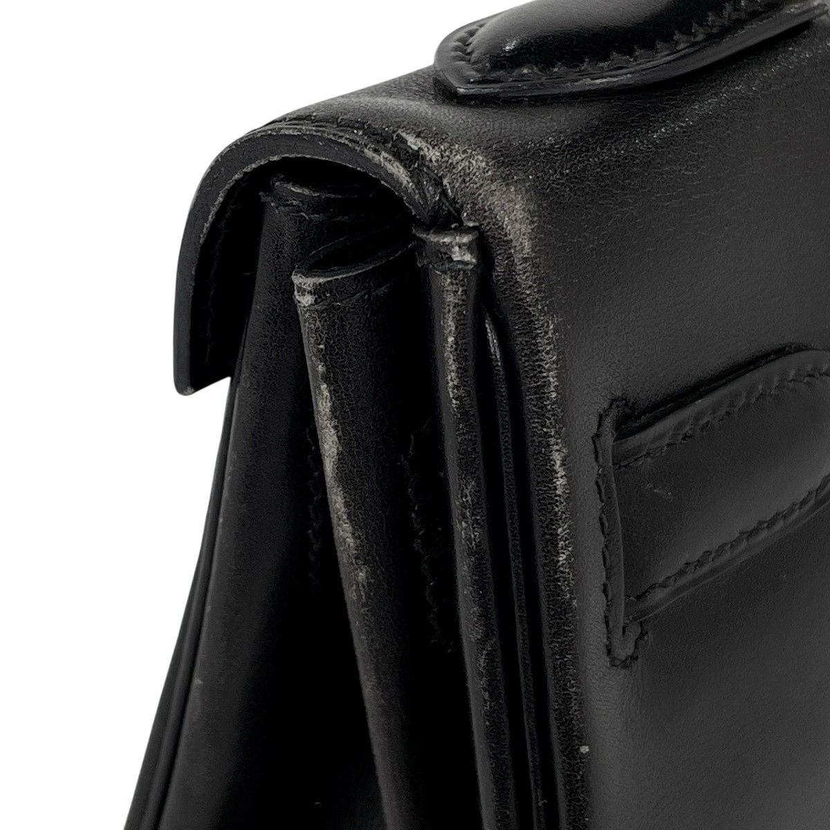 Hermes Kelly 32 Retourne 2-Way Handbag Box Calf Black — view 8