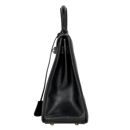 Hermes Kelly 32 Retourne 2-Way Handbag Box Calf Black — view 2