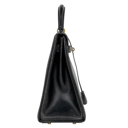 Hermes Kelly 32 Retourne 2-Way Handbag Box Calf Black — view 4
