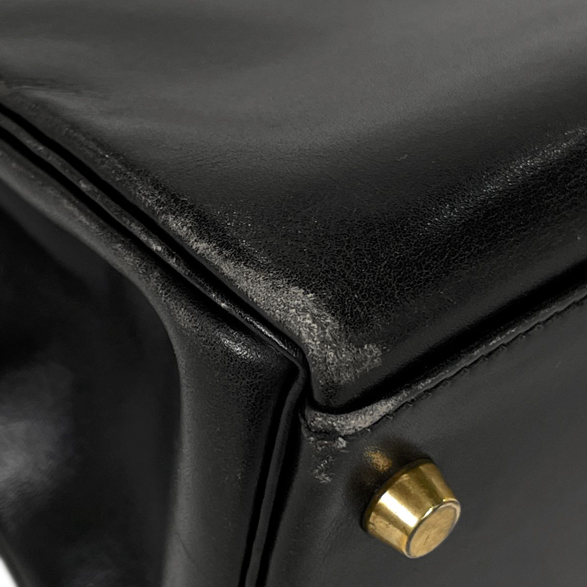 Hermes Kelly 32 Retourne 2-Way Handbag Box Calf Black — view 6