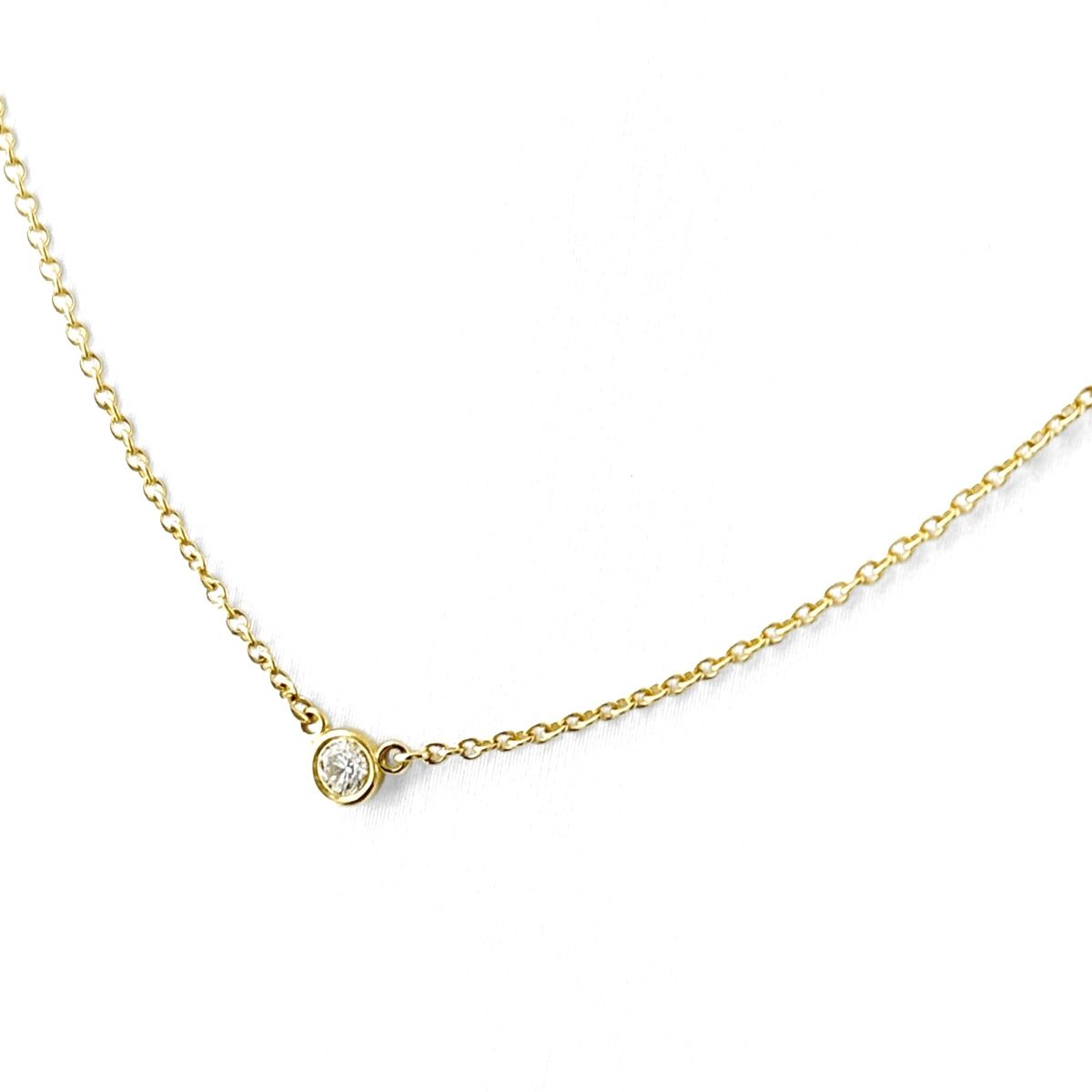 Tiffany & Co by the Yard Necklace YG Yellow Gold Pendant 750 Diamond