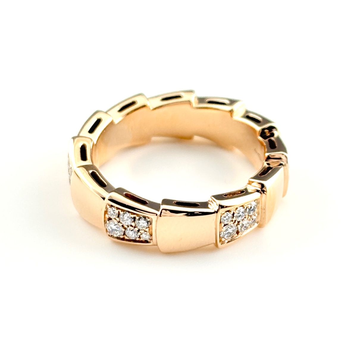Bvlgari Serpenti Viper Ring PG Pink Gold Pave Diamond — view 2
