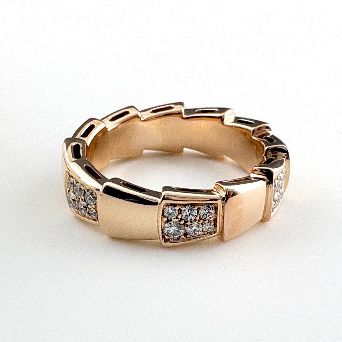 Bvlgari Serpenti Viper Ring PG Pink Gold Pave Diamond — view 3