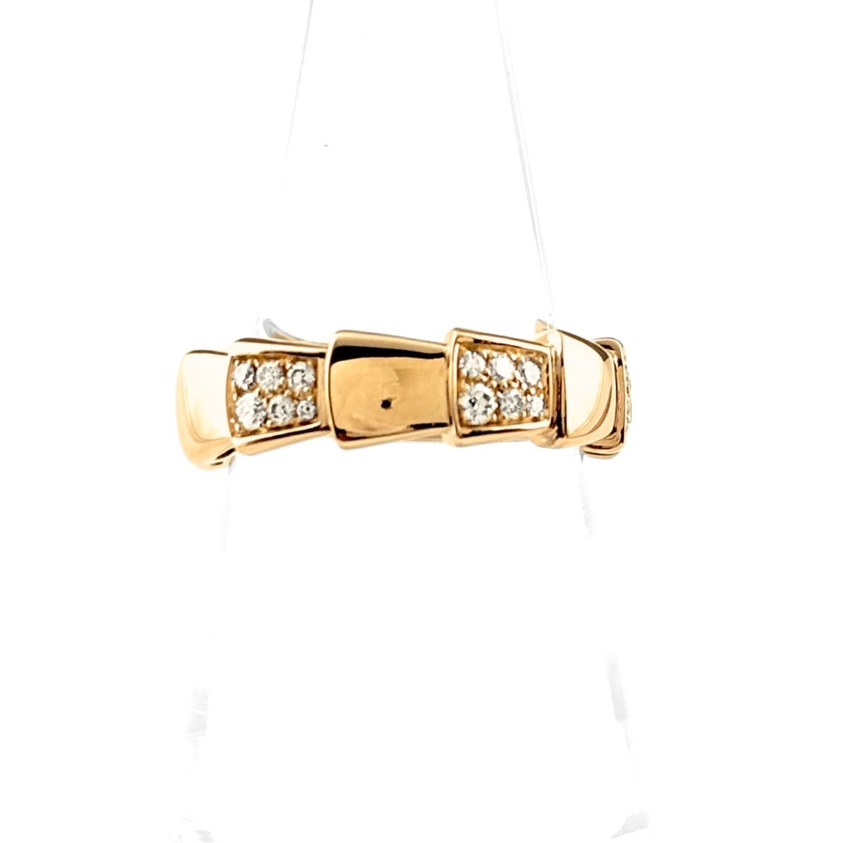 Bvlgari Serpenti Viper Ring PG Pink Gold Pave Diamond