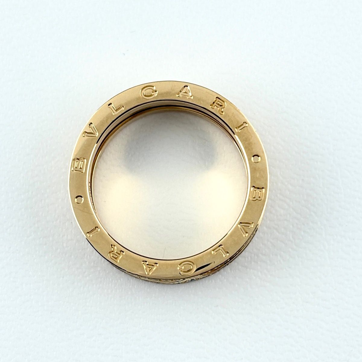 Bvlgari B-zero One Lock Band Ring YG Yellow Gold Pave Diamond Studs — view 4