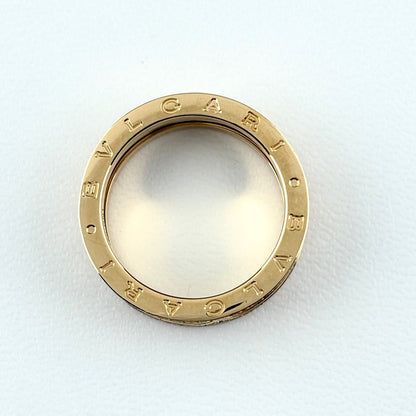 Bvlgari B-zero One Lock Band Ring YG Yellow Gold Pave Diamond Studs — view 4