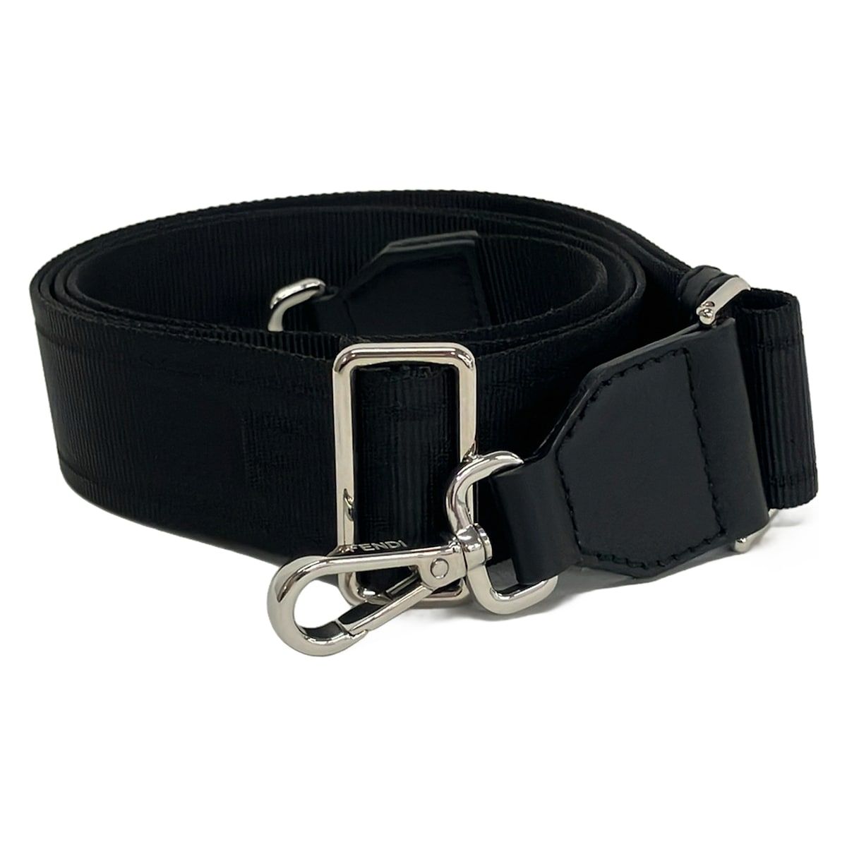 Fendi Shoulder Strap Black Logo Leather