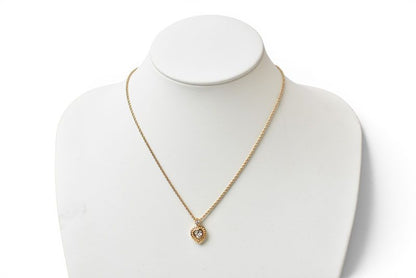 Dior Necklace Choca Vintage Heart Motif Line Stone Gold — view 2
