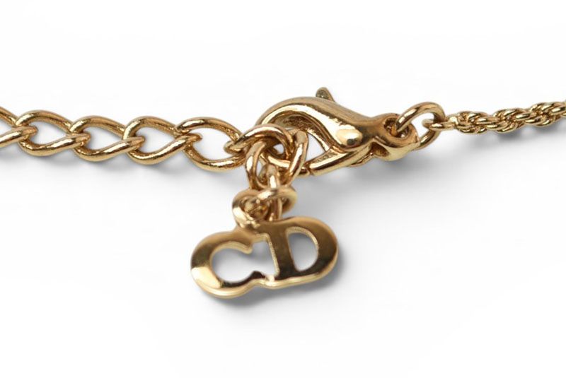 Dior Necklace Choca Vintage Heart Motif Line Stone Gold — view 5