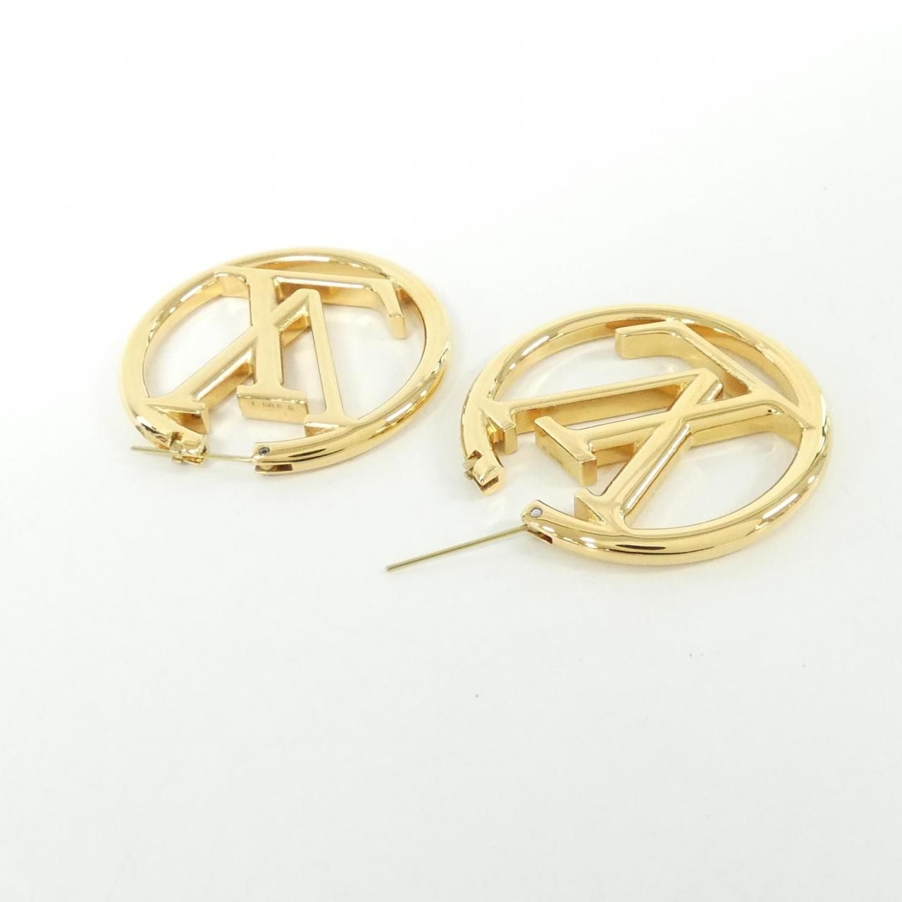 Louis Vuitton Earrings Hoop LV Logo Monogram — view 3