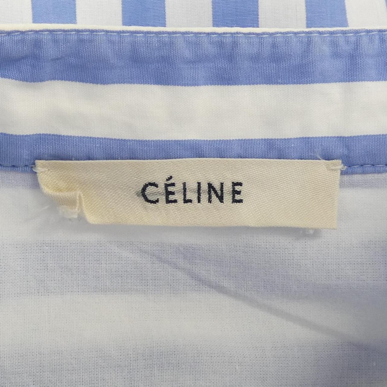 Celine Shirt White Blue Striped — view 4