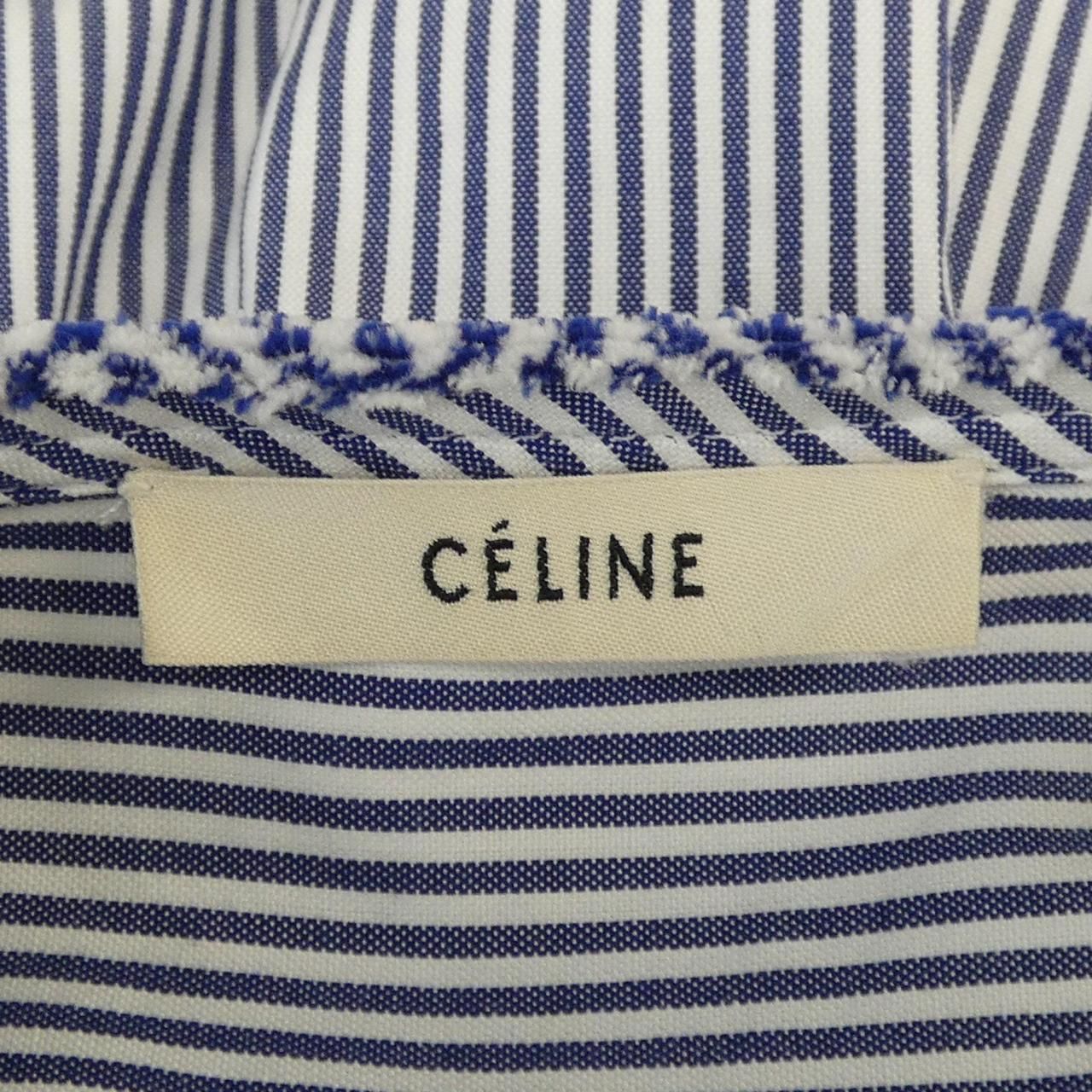 Celine Shirt White Blue Striped — view 4