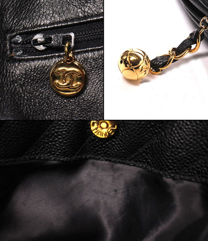 Chanel Chain Shoulder Bag Crossbody Gold Caviar Leather Bias Stitch — view 7