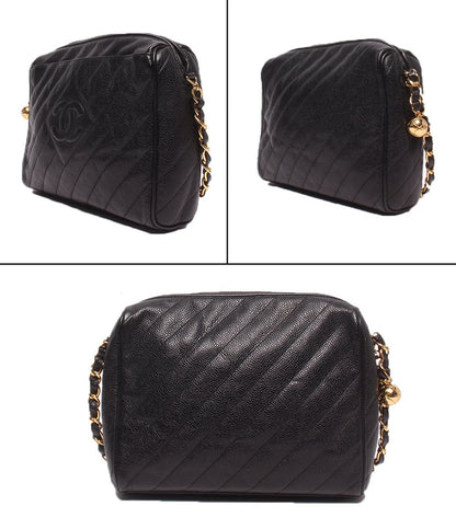Chanel Chain Shoulder Bag Crossbody Gold Caviar Leather Bias Stitch — view 2