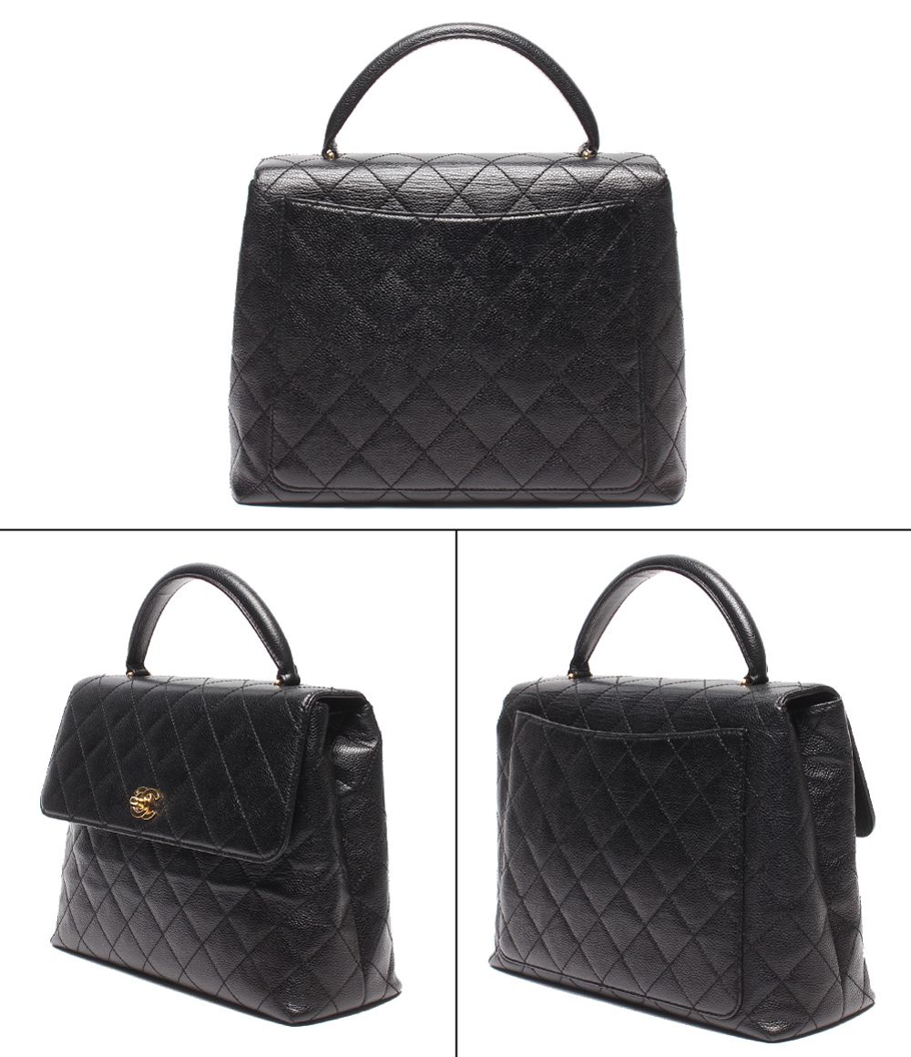 Chanel Handbag Gold Quilted Caviar Leather Single Flap — view 2