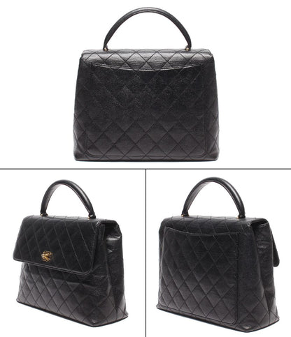 Chanel Handbag Gold Quilted Caviar Leather Single Flap — view 2