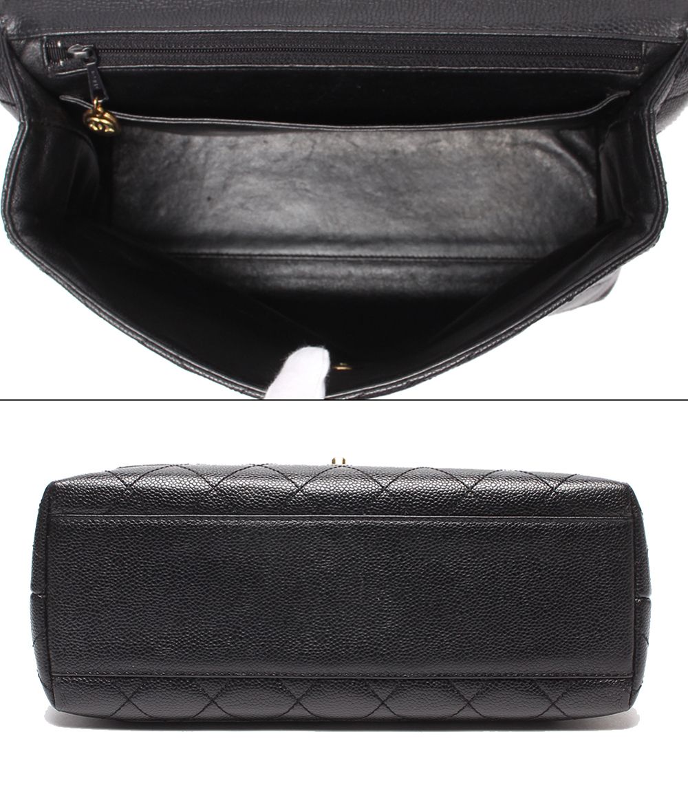 Chanel Handbag Gold Quilted Caviar Leather Single Flap — view 3