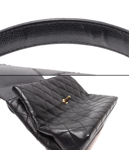Chanel Handbag Gold Quilted Caviar Leather Single Flap — view 6