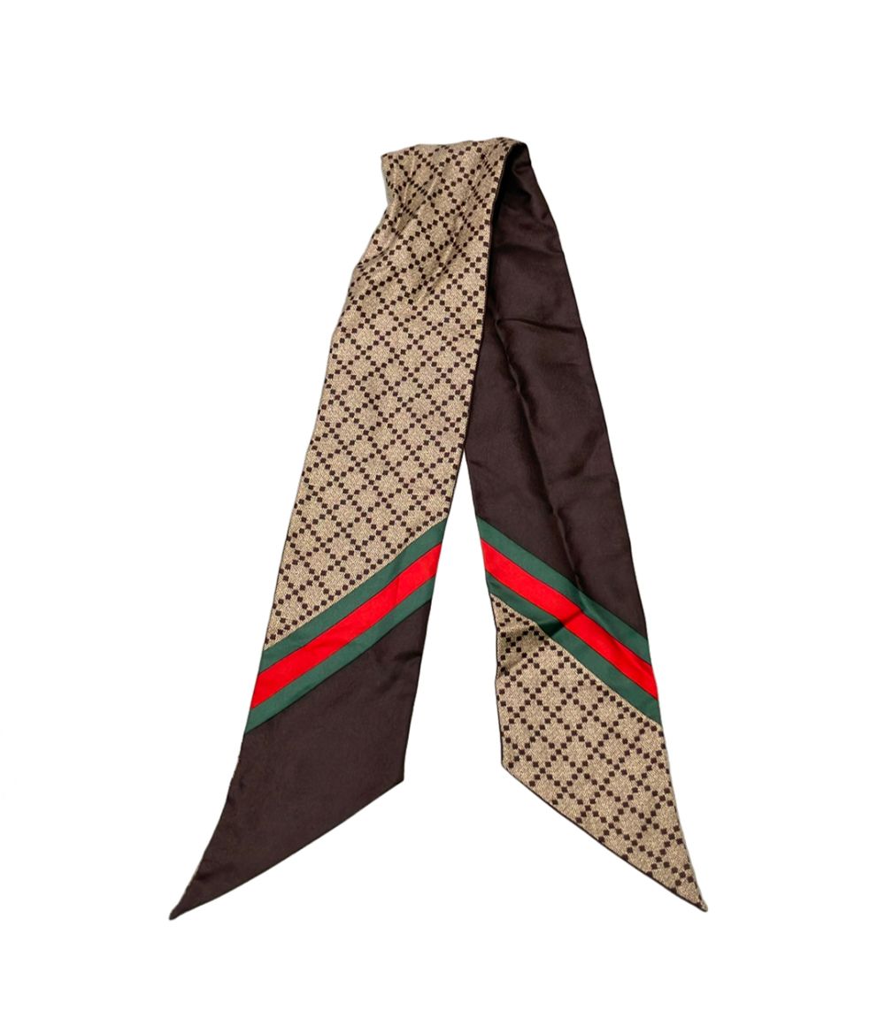 Gucci Ribbon Scarf Silk 100% GG Charm