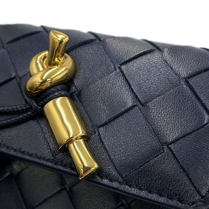 Bottega Veneta Trifold Wallet Intrecciato Andiamo Lambskin Navy — view 8