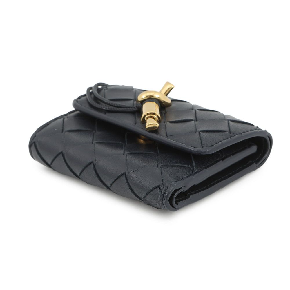 Bottega Veneta Trifold Wallet Intrecciato Andiamo Lambskin Navy — view 2