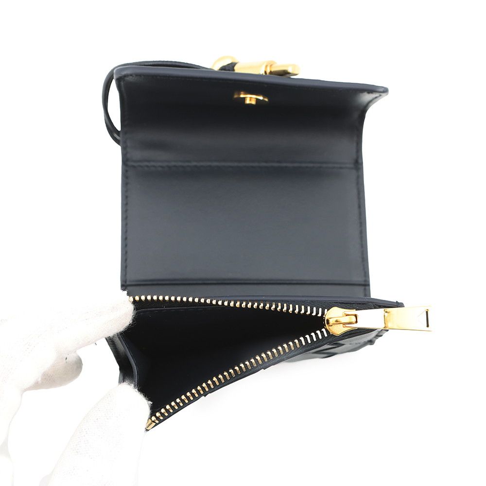 Bottega Veneta Trifold Wallet Intrecciato Andiamo Lambskin Navy — view 6