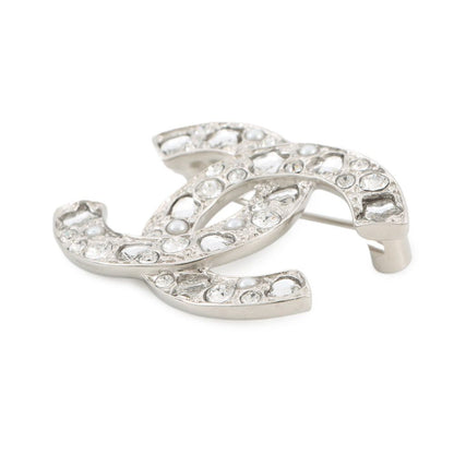 Chanel Brooch CC Logo Line Stone Faux Pearl — view 2
