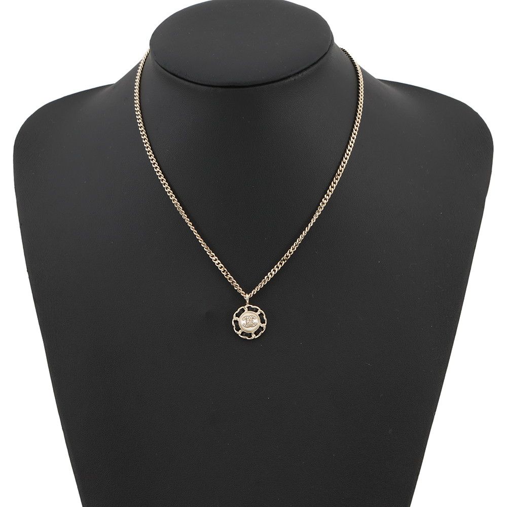 Chanel Necklace CC Logo Line Stone Faux Pearl Metal — view 4