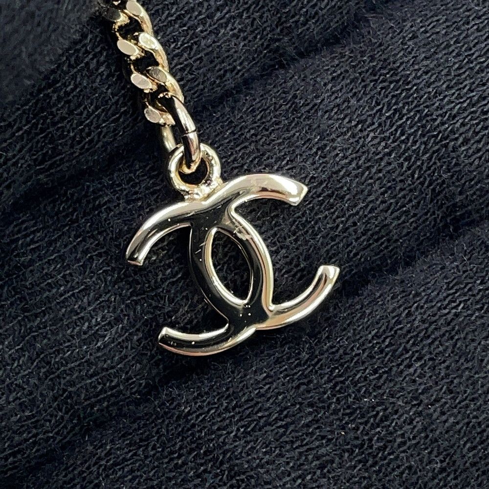 Chanel Necklace CC Logo Line Stone Faux Pearl Metal — view 6