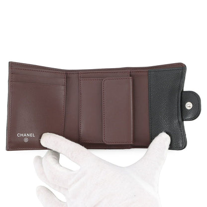 Chanel Trifold Wallet Quilted CC Logo Classic Small Flap Caviar Leather Black — view 4