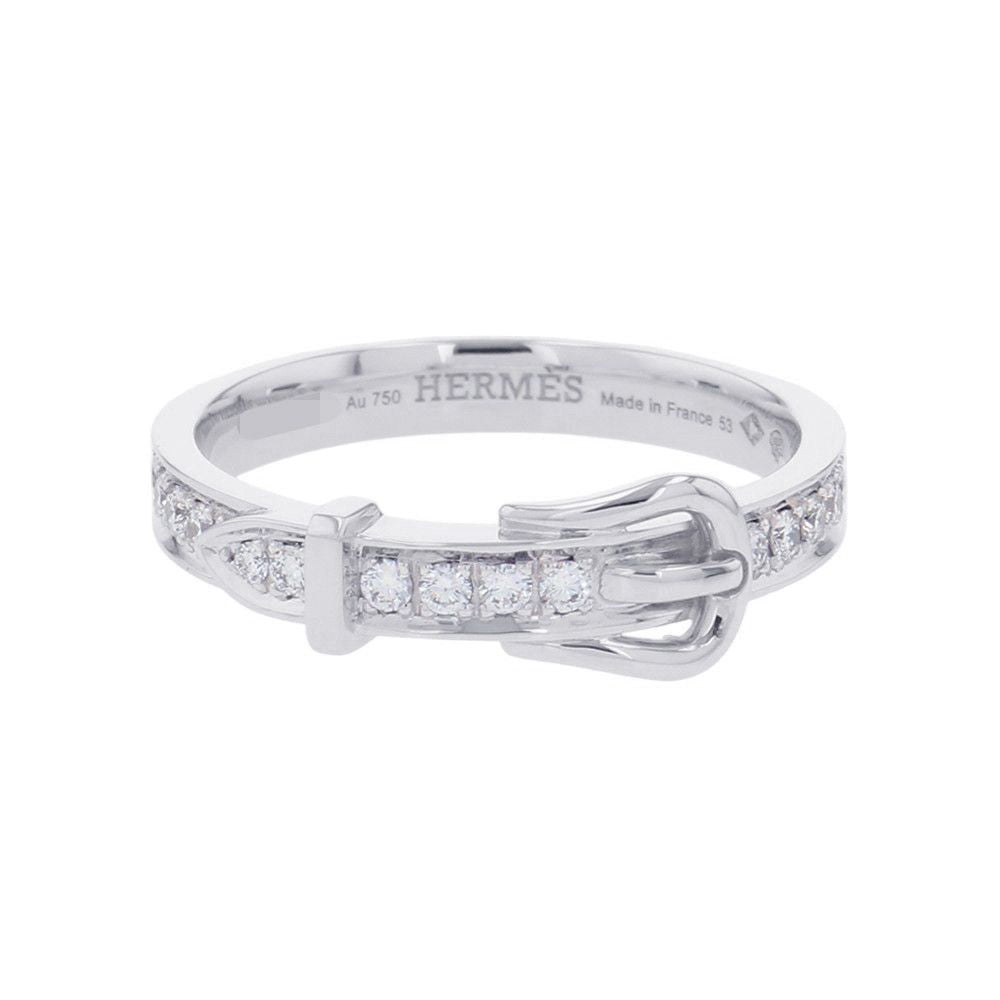 Hermes Ring Etriviere PM Diamond Total 18k White Gold