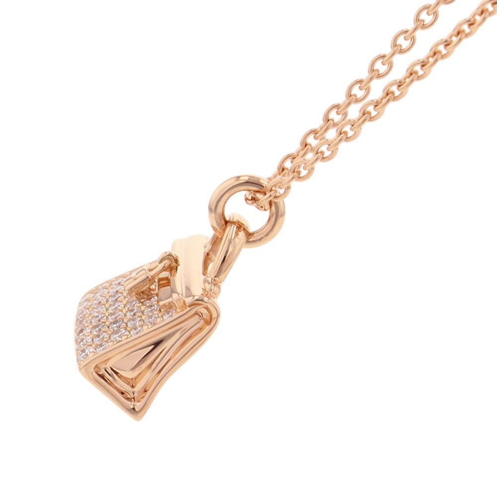 Hermes Necklace Amulet Kelly Diamond Total 18k Pink Gold Pendant — view 2
