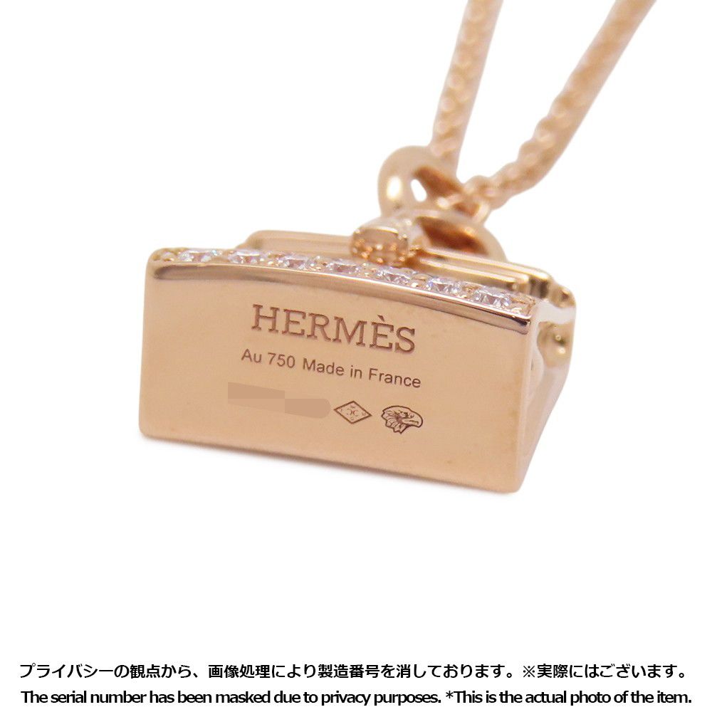 Hermes Necklace Amulet Kelly Diamond Total 18k Pink Gold Pendant — view 7