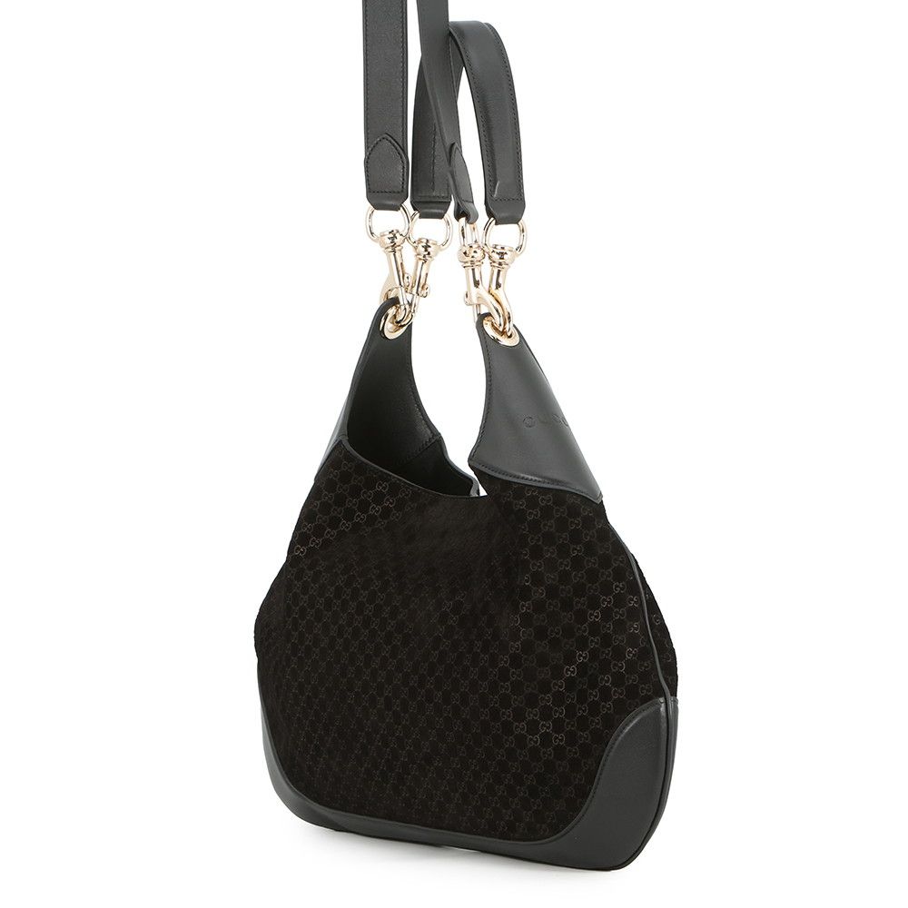 Gucci Shoulder Bag Micro GG Suede Leather B Small 2-Way Black — view 2
