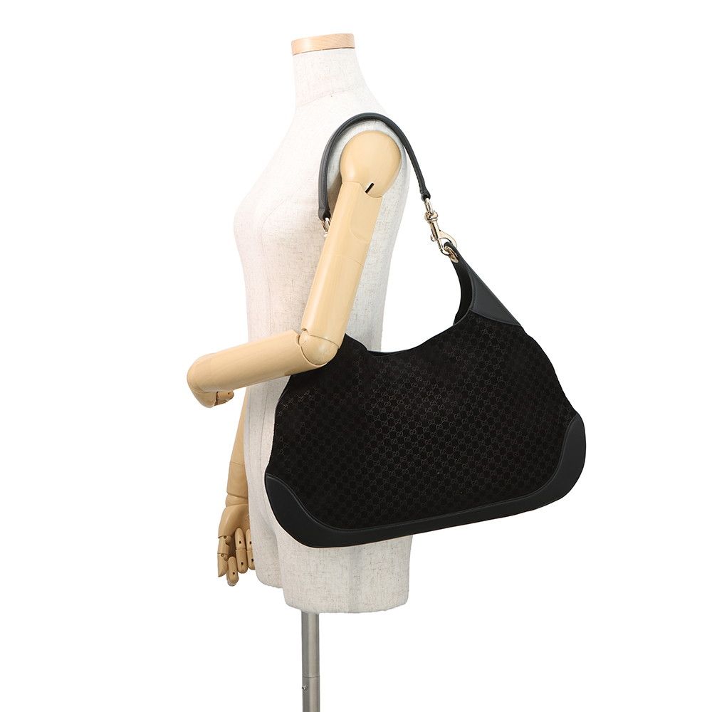 Gucci Shoulder Bag Micro GG Suede Leather B Small 2-Way Black — view 4