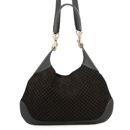 Gucci Shoulder Bag Micro GG Suede Leather B Small 2-Way Black