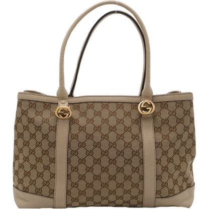Gucci GG Canvas Tote Beige Leather Gold — view 2