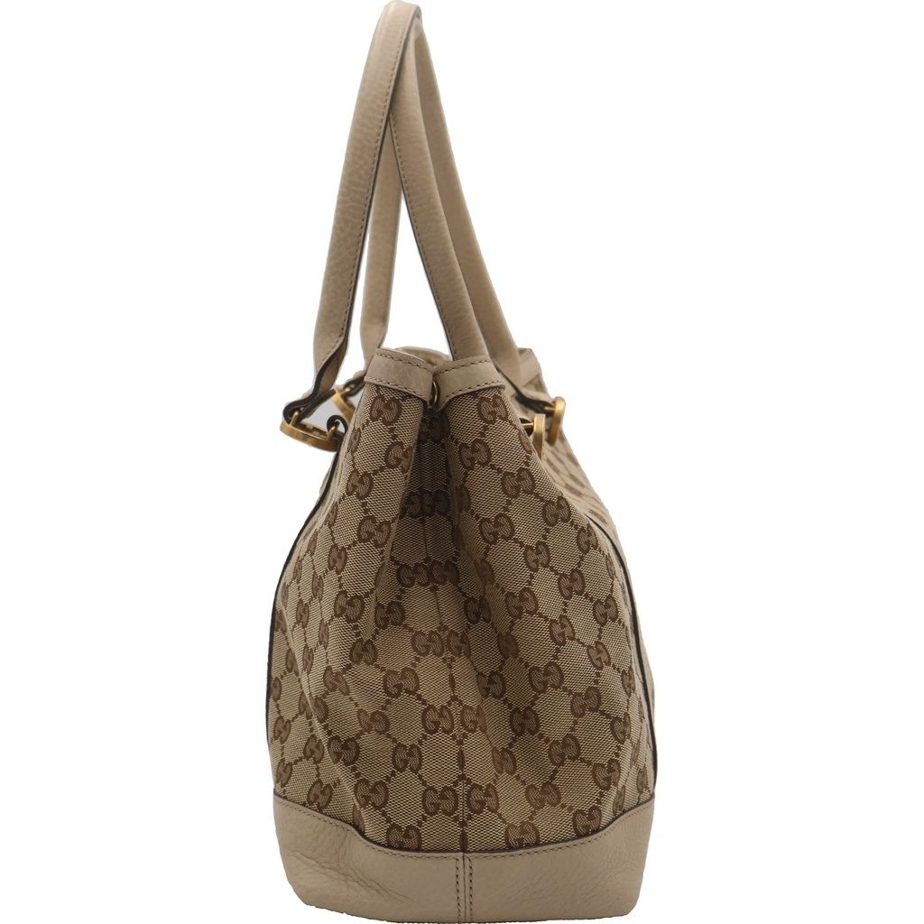 Gucci GG Canvas Tote Beige Leather Gold — view 3
