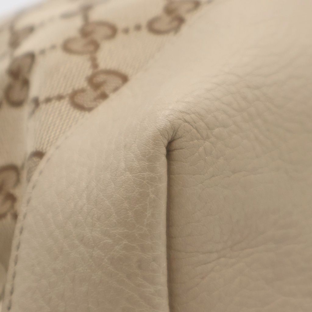 Gucci GG Canvas Tote Beige Leather Gold — view 6