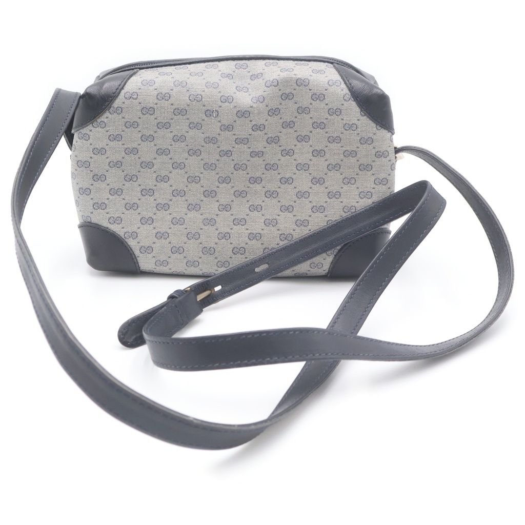 Gucci Vintage Micro GG Logo Mini Shoulder Bag Navy Leather Gold — view 2