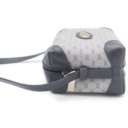 Gucci Vintage Micro GG Logo Mini Shoulder Bag Navy Leather Gold — view 3