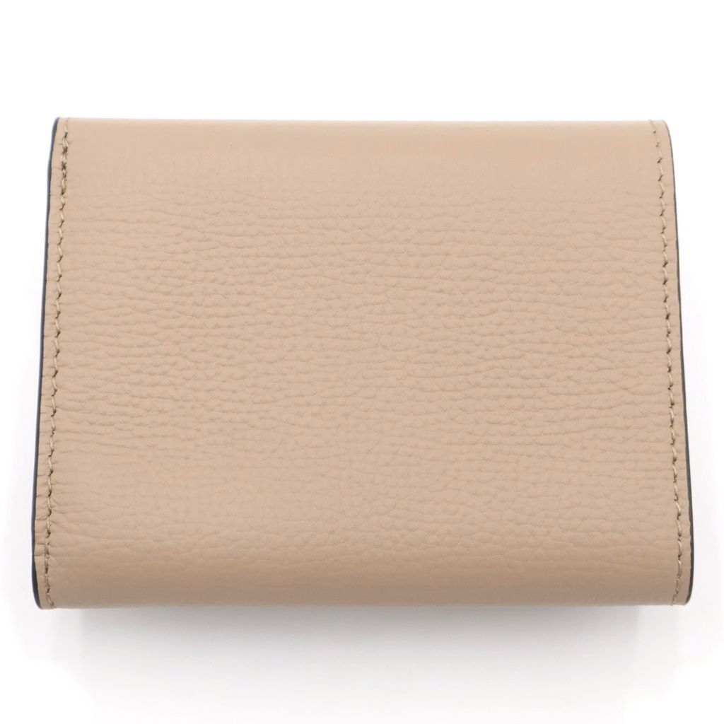Loewe Anagram Trifold Compact Wallet Coin Case Beige Leather Silver — view 2
