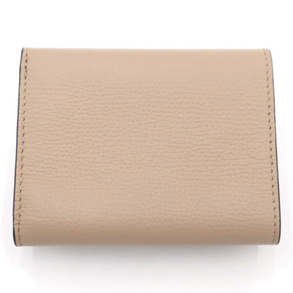 Loewe Anagram Trifold Compact Wallet Coin Case Beige Leather Silver — view 2