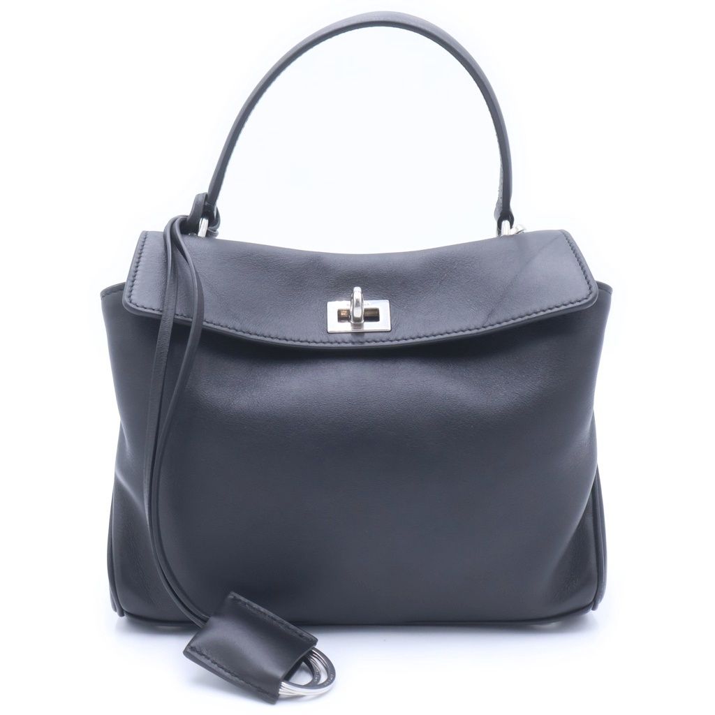 Balenciaga Rodeo Small Shoulder Bag 2-Way Black Leather Silver