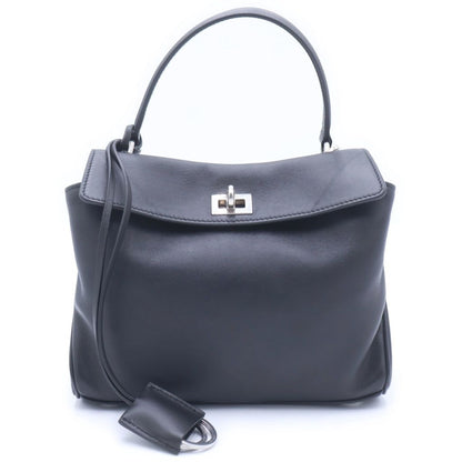Balenciaga Rodeo Small Shoulder Bag 2-Way Black Leather Silver