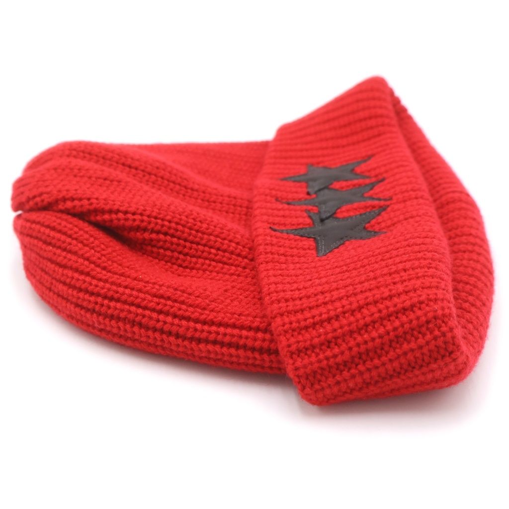 Chrome Hearts Beanie Star Patch Cashmere Vinyl Hat Red — view 3