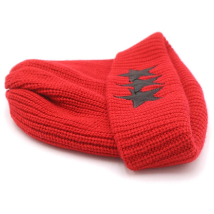 Chrome Hearts Beanie Star Patch Cashmere Vinyl Hat Red — view 3