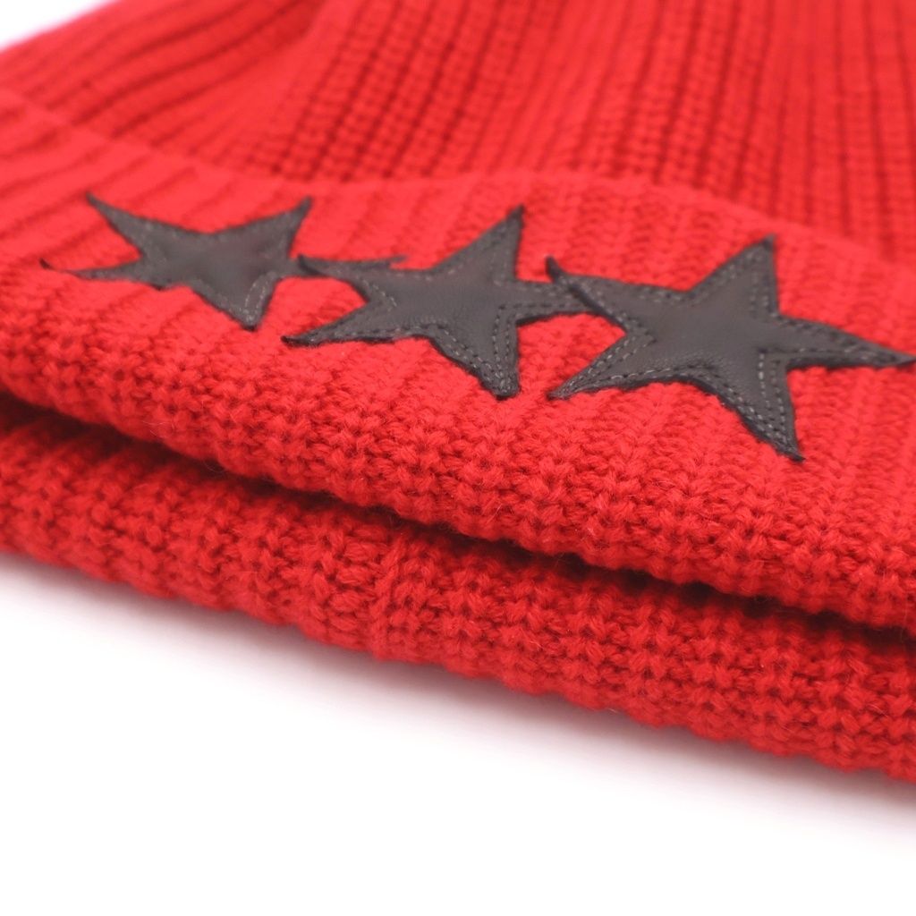 Chrome Hearts Beanie Star Patch Cashmere Vinyl Hat Red — view 5